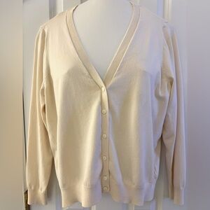 OVS sz 1X, cardigan, pale yellow knit, 80% viscose, 20% nylon, EUC